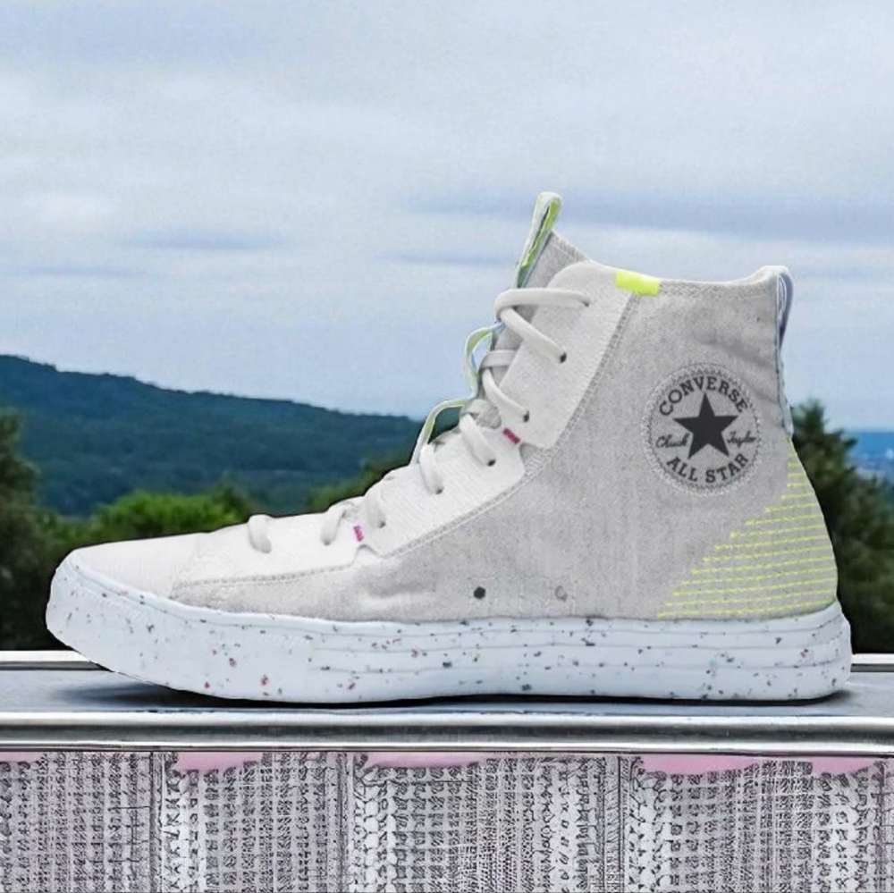 Converse High Top Sneakers in White with Light Yellow Accents